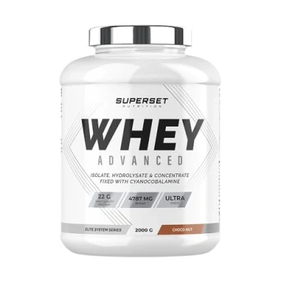 Image de Superset Nutrition 100% Whey Proteine Advanced (2kg) 74% de protéines Isolat + Concentrat Hydrolysat, Digestion optimisée, Riche en BCAA et glutamine Choco Nut