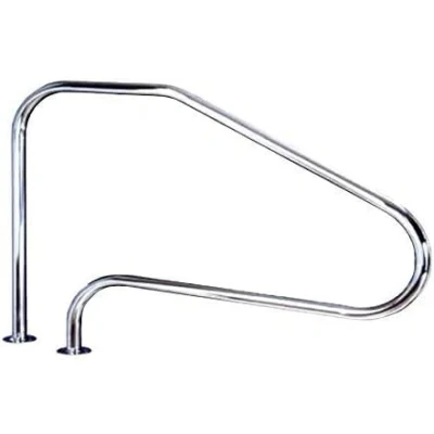 Image de Poli verni Rampe de descente pour piscine L1219 mm en acier inoxydable AISI 316L deux points d&#039;appui un étage avec tramo droit 203 + incliné pletinas vis chevilles Cornets