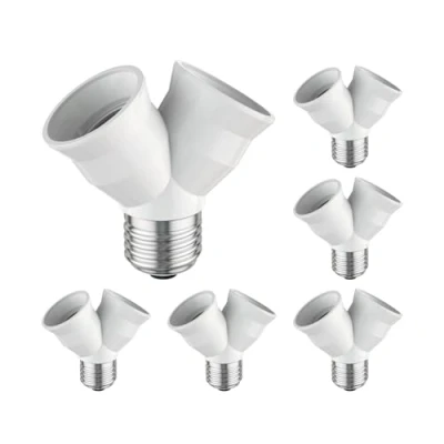 Image de ledscom.de 6 pièces E27 culot, adaptateur splitter double, blanc
