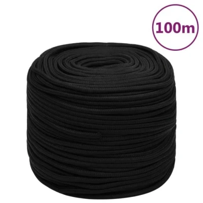Image de 152824 vidaXL Corde de travail Noir 10 mm 100 m Polyester
