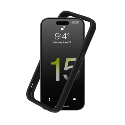 Image de RhinoShield Coque Bumper Compatible avec [iPhone 15 Pro] CrashGuard Protection Fine Personnalisable Absorption des Chocs [sans BPA] Noir