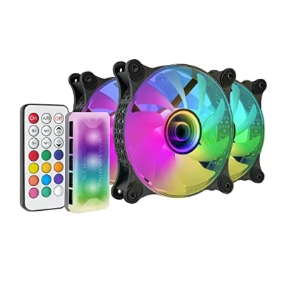 Image de MARSGAMING Mars Gaming MF 3DKIT Noir, Kit 3 Ventilateurs ARGB 360 12cm, Miroir Infinity 3D, Système Anti Vibration, Contrôleur ARGB, Télécommande RF, Compatibilité Totale.