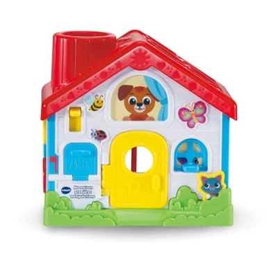 Image de VTech Ma Maison Premières Manipulations, Jouet Sensoriel Fabriqué avec des Matériaux Plus Durables, Trieur de Formes, Jeux d&#039;Éveil et Motricité Fine, Cadeau Bébé Dès 9 Mois Contenu en Français