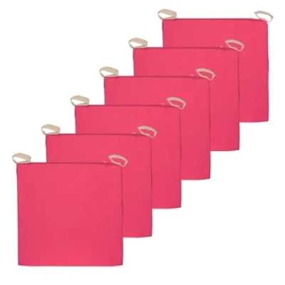 Image de Atout Ciel Lot de 6 Galettes Chaise Bicolore à Scratch en Tissu déperlant 40x40x4cm, Framboise/Beige