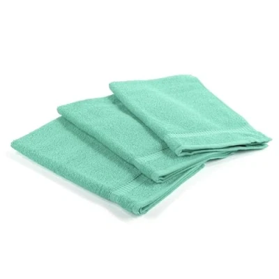 Image de Caleffi Serviette de Bain, Ensemble 3, Toilette, en éponge, 100% Coton, 40x60 cm, Facile à Laver et Sécher. Modèle: Oceano, Jade.
