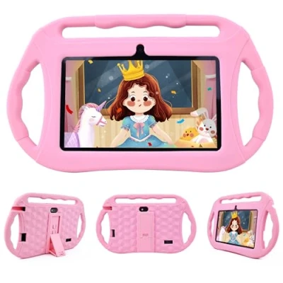 Image de Veidoo Tablette pour Enfants 7 Pouces, Android PC, 2Go+32Go, 1024*600 Écran Tactile HD, WiFi Éducative (Rose)