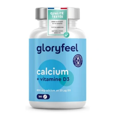 Image de Calcium et Vitamine D3 Comprimés, 800 mg Carbonate de Calcium, 180 Comprimés Hautement Dosées, Soutient les Os Dents*, Favorise le Système Musculaire, Sans Additifs Arômes