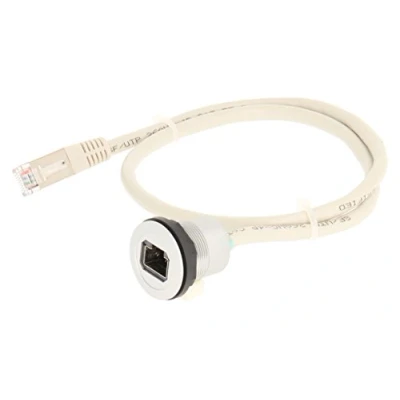 Image de Schlegel 23.001.537 RJ45 prise avec avant, 1 x écran et arrière, 60 cm Câble connecteurs blindé, argent