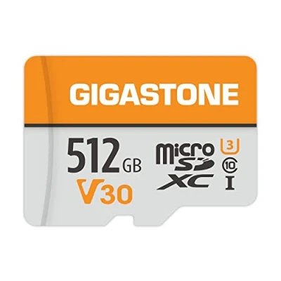 Image de Gigastone Carte Mémoire 512 Go Compatible avec Caméra Tablette Laptop, Haute Vitesse de Lecture 100 Mo/s idéal pour 4K UHD Vidéo, V30 C10 U3 Micro SD Adaptateur