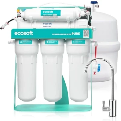 Image de BWT P&#039;URE Ecosoft AquaCalcium Avec pompe à cadre métallique Osmose inverse pour la maison Filtre 99,8% des contaminants de l&#039;eau Minéralise potable du calcium réservoir d&#039;eau