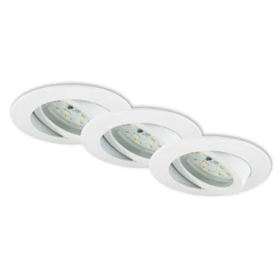 Image de BRILONER 7232 036 Luminaires encastrés, Lot de 3, plafonniers à Gradation, Module LED pivotant, 5,5 Watts, 470 lumens chacun, 3 000 Kelvin, IP23, Blanc, 82 x 28 mm (D H), Plastique, 5.5 W