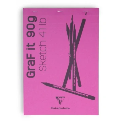 Image de Clairefontaine 96680C Bloc Agrafé GraF&#039;it 80 Feuilles Papier Dessin Croquis Uni Détachables A4 21x29,7 cm 90g Couverture Rose