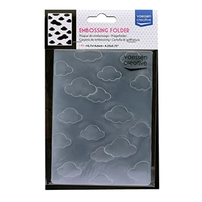 Image de Vaessen creative Plaque d&#039;embossage, Nuages, 6 x 10,8 0,5 cm, 1 pièce, d&#039;anniversaire, Naissance, Cartes de Noël et Loisirs Créatifs en Papier, Transparent, 14,6x10,8x0,5