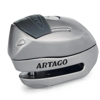Image de Artago 24S.6M Bloque Disque Moto Alarme 120dB Bouton on, Fonction d&#039;Avertissement, LED, Batterie Longue Durée, Support Optionnel, ø6mm, Bloc Frein Roue Universel Scooter, Velo, Trottinette Electrique