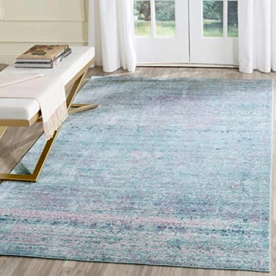 Image de Tapis rectangulaire d&#039;intérieur métro mod tissé , collection Mystique, MYS920, en violet / multicolore, 152 X 244 cm pour le salon, la chambre ou tout autre espace intérieur par SAFAVIEH.