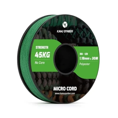 Image de Kamu Synber Micro Corde 1.18mm Paracorde Tresse 30m Bobine pour Bijoux, Bracelet, Pêche, Bricolage Supporte 45kg Vert Kelly