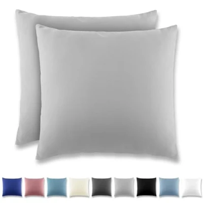 Image de REDKEY Taie Oreiller 65x65 Gris Clair Lot de 2 Taies d&#039;Oreillers 65 x Carré en Microfibre Brossée, Housse Coussin avec Fermeture Éclair