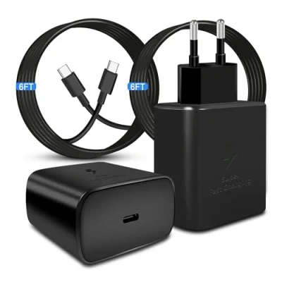 Image de chargeur 45W USB C ultra rapide for Sam Sung Galaxy S24 Ultra/S24/S24+/S23 Ultra/S23/S22 Ultra/S22/S21 Ultra/S20 Ultra/Note 20 Mural Secteur with 5.9FT Long Type Cable