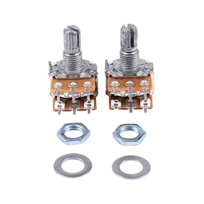Image de 2 pièces B50K 50K Ohm 6 bornes Potentiomètres rotatifs à cône double linéaire