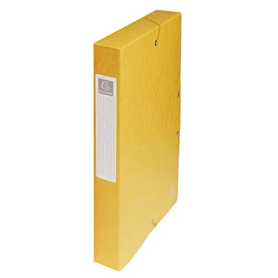 Image de Exacompta Réf. 50409E 1 boite de classement avec élastiques Exabox en carte lustrée 600g/m2 Dos 4 cm dimensions 25 x 33 pour documents A4 couleur jaune livrée montée