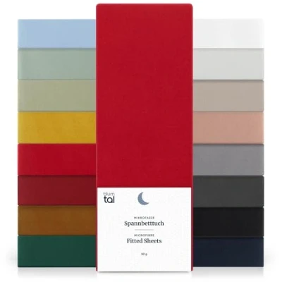 Image de Blumtal Basics Lot De 2 Drap Housse140 x 190 30cm Housse 140 30cm, Microfibre Haute Qualité Doux, Résistant, Anti Plis Certifié Oeko Tex Rouge