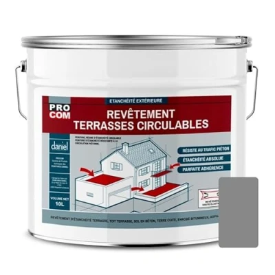 Image de Peinture d&#039;étanchéité, imperméabilisante pour terrasse circulable, balcons, sols extérieurs, bétons, terres cuites 10 litres Gris