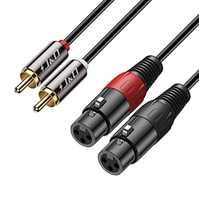 Image de J&amp;D 2 RCA vers XLR Câble, PVC écalé Unbalanced 2x Femelle à Mâle HiFi Audio Stéréo Adaptateur de Câble Interconnexion pour Mixeur Microphone Condensateur AMP, 1,8 Meter