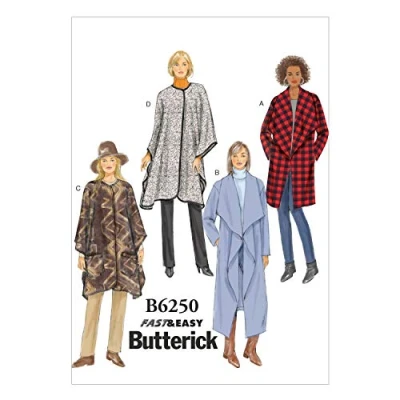 Image de Butterick Patterns 6250 ZZ Tailles L 1618/XL 2022/2 x 2426 Femme Veste Manteau et Wrap