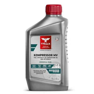 Image de TRIAX Kompressor MV ISO 46, Huile Entièrement Synthétique pour Compresseur d&#039;Air: Rotatif, à Palettes, Vis, Alternatif, Silencieux et Pompe a Vide. Haute Température, Durée de Vie 20.000 heures