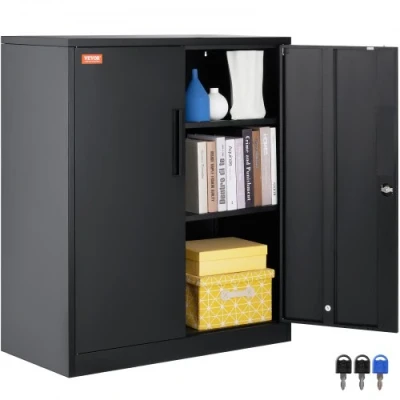 Image de VEVOR 3 laags archiefkast zijcontainer met 2 magneetdeuren, 90,72 kg draagvermogen per plank, afsluitbare opbergkast, metalen kast sleutels, voor kantoor, garage, woning, etc.