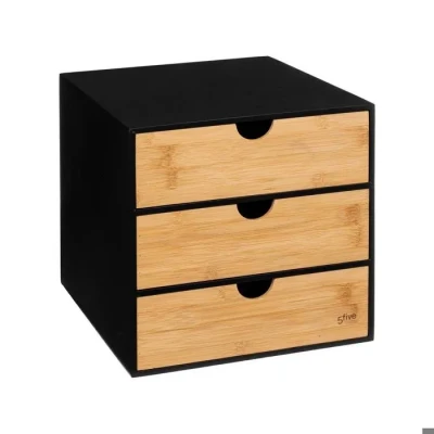 Image de Rangement 3 tiroirs bambou Noir Bava 5 five simply smart