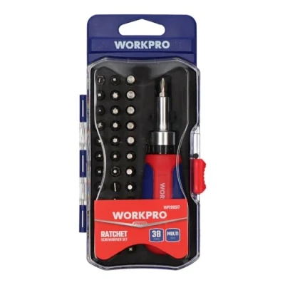 Image de WORKPRO Jeu de tournevis avec manche à cliquet 38 pièces 19 x 9,5