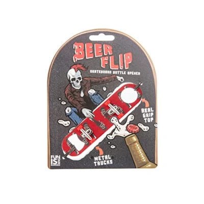 Image de Boxer Gifts Beerflip Décapsuleur en forme de planche à roulettes Motif « os »