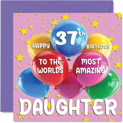 Image de Stuff4 Carte d&#039;anniversaire 37 ans pour fille World&#039;s Most Amazing Daughter de la part maman papa, 145 mm x mm, ans, cartes vœux