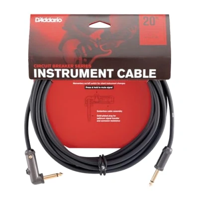Image de Planet Waves PW AGRA 20 Câble d&#039;instrument à angle droit avec coupe circuit 6 m Noir