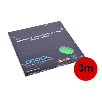Image de Alphacool 18415 Tuyau Alphatube HF 13/10 (3/8&quot;ID) UV Vert 3m (9,8ft) Boîte au détail Refroidissement par eau Tubes souples