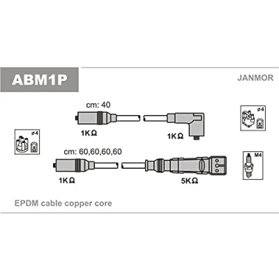 Image de JANMOR ABM1P Jeu De Fils d&#039;Allumage AUDI: 80 B3, 100 C4 Avant, Berline