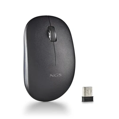 Image de NGS Fog Pro Black Souris sans Fil, Optique 1000 DPI, Interface Nano USB, Boutons Silencieux, 2 et Molette de défilement, Plug and Play, Ambidextre, Couleur Noire