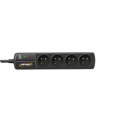 Image de INFOSEC S4 Black Line II Multiprises parafoudre 4 Prises FR Garantie 2 ans
