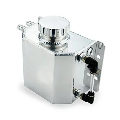Image de Heinmo Réservoir d&#039;expansion universel en alliage d&#039;aluminium pour liquide de refroidissement radiateur avec bouchon vidange 1000 ml (argent)