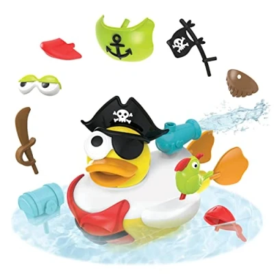 Image de YOOKIDOO Canard de Bain Pirate Jouet Enfant Jeu Eveil Bébé Plastique et Piscine Se Déplace tout en Emettant un Jet D’Eau Animaux Cadeau 2 à 6 ans