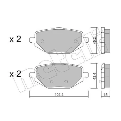 Image de METELLI 22 1324 0 Jeu de plaquettes frein contact signal d&#039;usure exclu RENAULT: Captur II