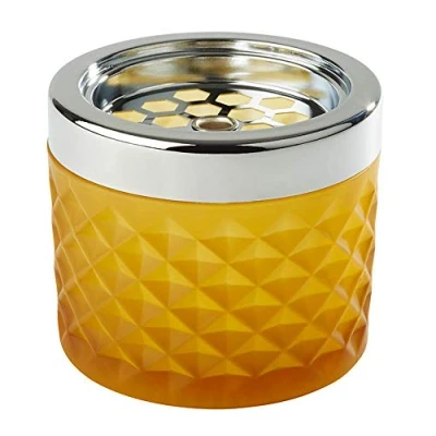 Image de APS Cendrier à Vent, cendrier, en métal chromé, Verre dépoli, avec Fermeture baïonnette, Ø 9,5 cm, Hauteur 8 Jaune