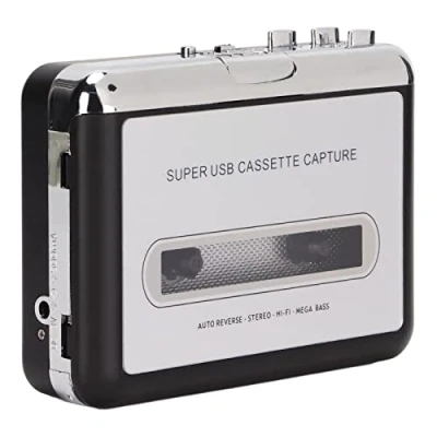 Image de Enregistreur Lecteur Convertisseur de Cassettes en MP3 2 1, Musique Audio Cassette Walkman Portable, USB avec Casque pour Ordinateur Portable