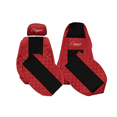 Image de F CORE Housses de Siege Camion compatibilité pour Scania G P R 01.05 12.16 Intégré conducteur Appuie tête réglable Passager Rouge
