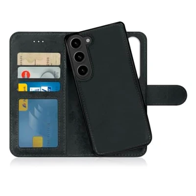 Image de MyGadget Flip Case pour Samsung Galaxy S25 Plus [Coque magnétique Amovible] Étui de Protection en Cuir synthétique [Étui à Rabat avec Fente Carte] Noir