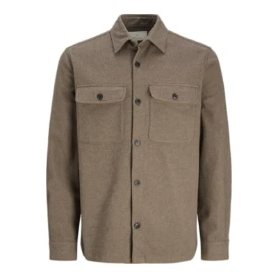 Image de JACK &amp; JONES Jprraymond Melange Solid Ls Overshirt Sn Chemise à Manches Longues, Gris Charbon/Coupe : Confortable, XL Hommes