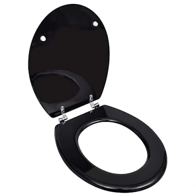 Image de vidaXL Abattant WC MDF Noir Siège de Toilette Lunettes Cuvette Standard