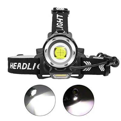 Image de 12000 Lumens Lampe Frontale LED Rechargeable, WESLITE XHP90 Lampes Frontales Puissante Torche Haute Puissance Phare de Travail Zoomable 4 Modes avec Indicateur pour Pêche Spéléo