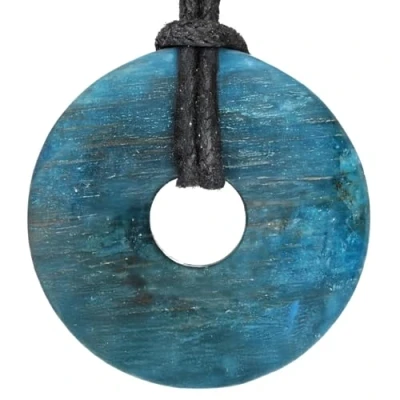 Image de Lebensquelle Plus Donut en apatite Pierre précieuse Ø 30 mm + cordon coton Pendentif Collier de pierres guérison véritable avec cordon, précieuse, Quartz